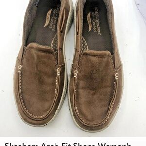 Skechers Brown Leather Loafers with Moccasin Stitching